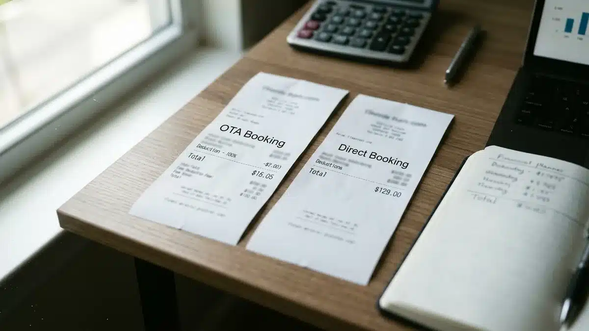 comparing Airbnb OTA commission cost versus direct booking revenue for vacation rental hosts