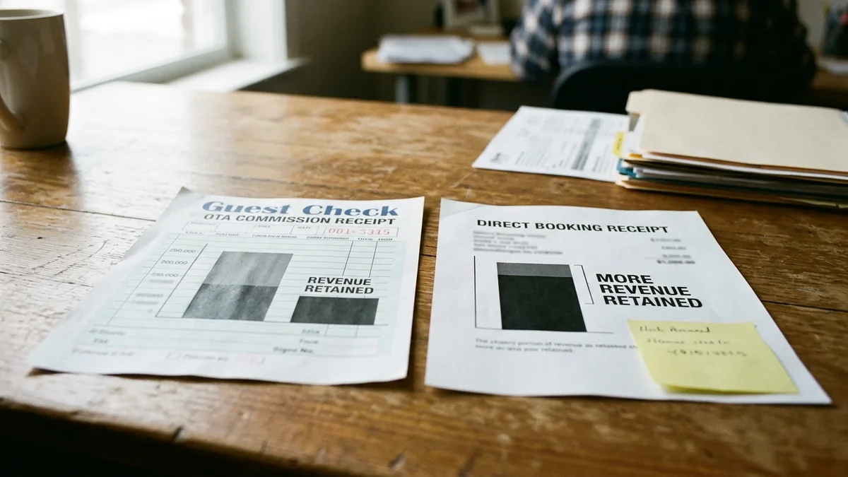 Comparing OTA commission costs to direct booking revenue retention
