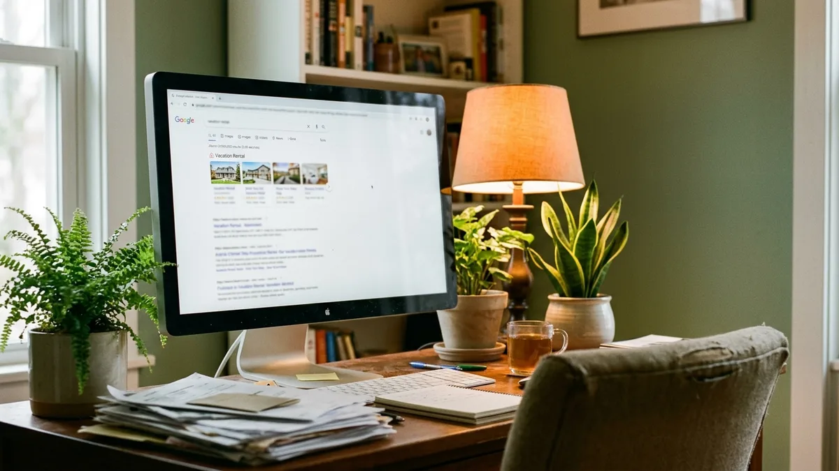 Google SEO for vacation rental website ranking above Airbnb listing