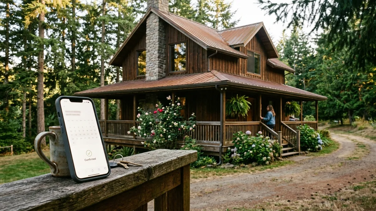 Guest booking directly on a vacation rental website after reading destination content marketing