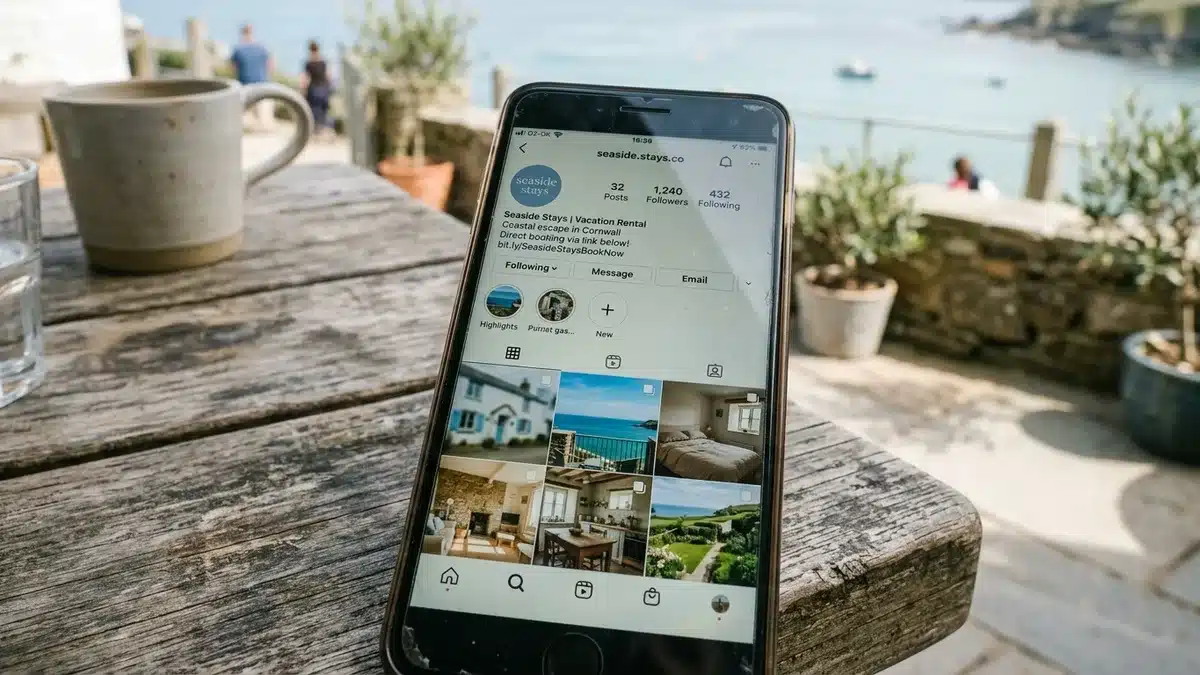 Vacation rental social media strategy platform setup on Instagram