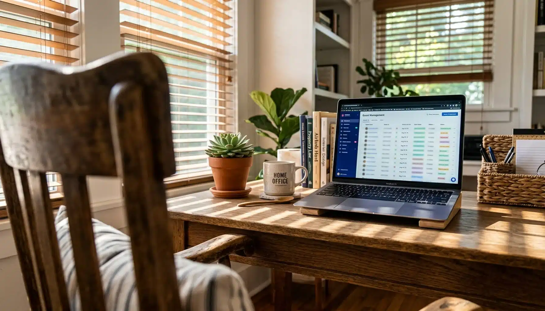 vacation rental host managing direct bookings with CRM dashboard, reducing OTA commission costs