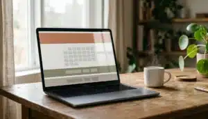 Laptop displaying an abstract booking website layout, illustrating how to get more direct bookings