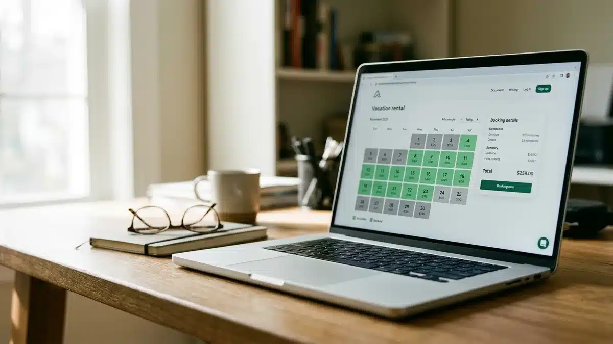rental booking website with live PMS-synced availability calendar