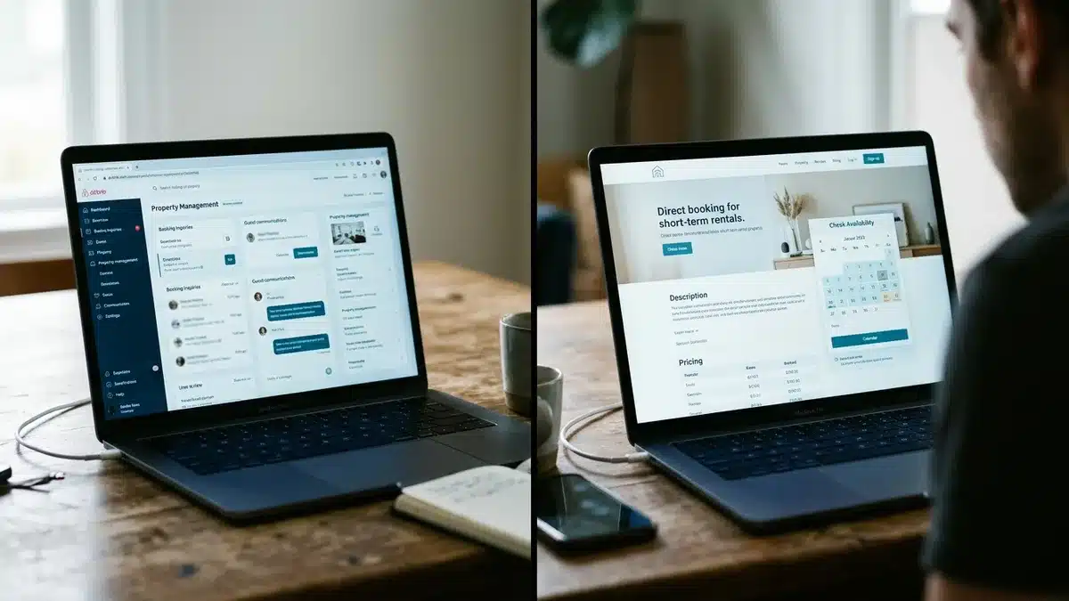 direct booking website showing live PMS synced availability compared to OTA listing