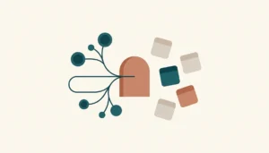 Abstract illustration of a doorway shape linked by branching lines to circular nodes, symbolizing airbnb as host guest retention