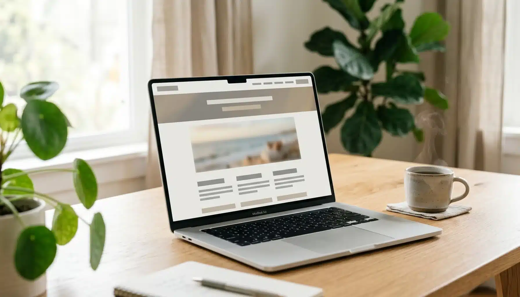 STR website homepage layout with live booking calendar synced to a property management system