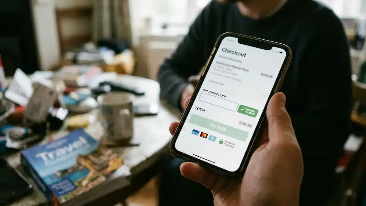 Direct booking strategy for holiday rentals incentive shown at mobile checkout