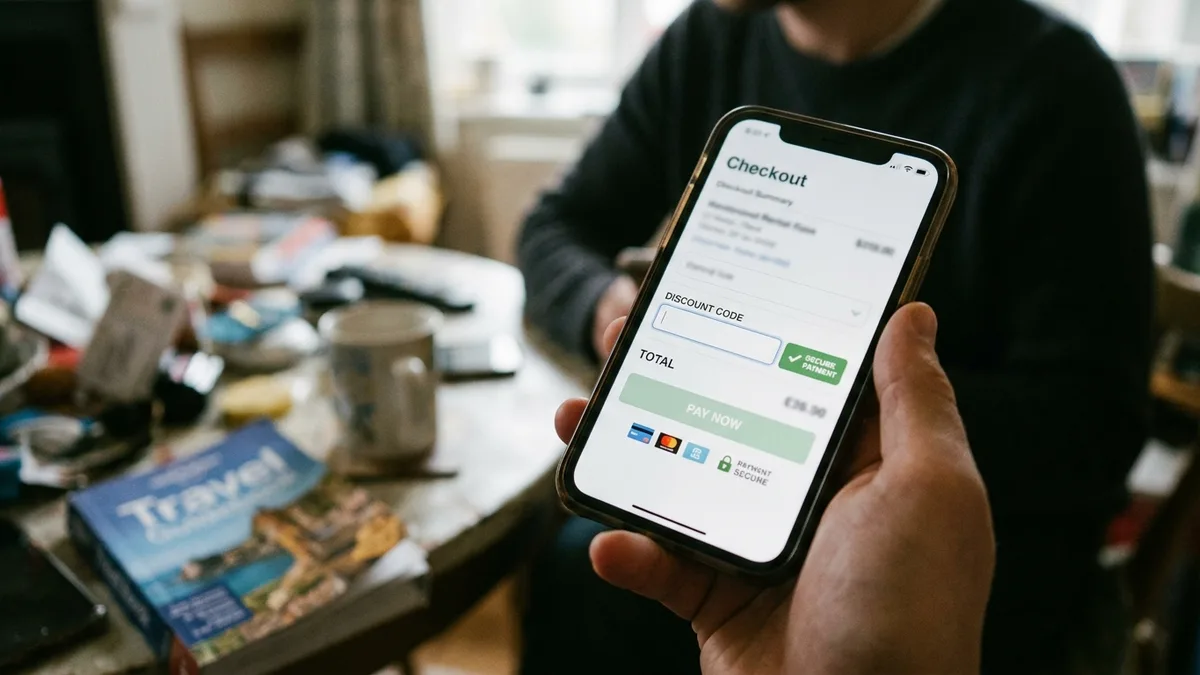 Direct booking strategy for holiday rentals incentive shown at mobile checkout