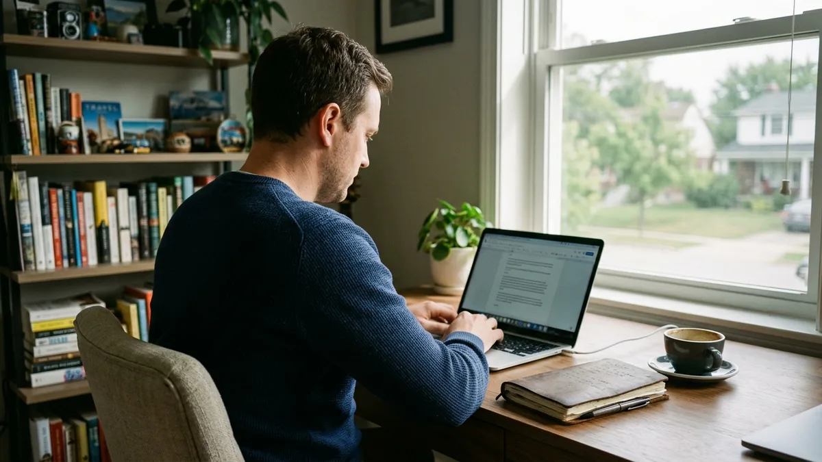 Host writing rental property blog posts to drive direct bookings