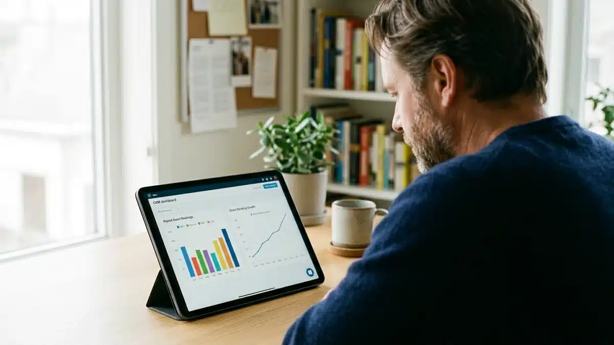 CRM dashboard for holiday let website builder direct bookings