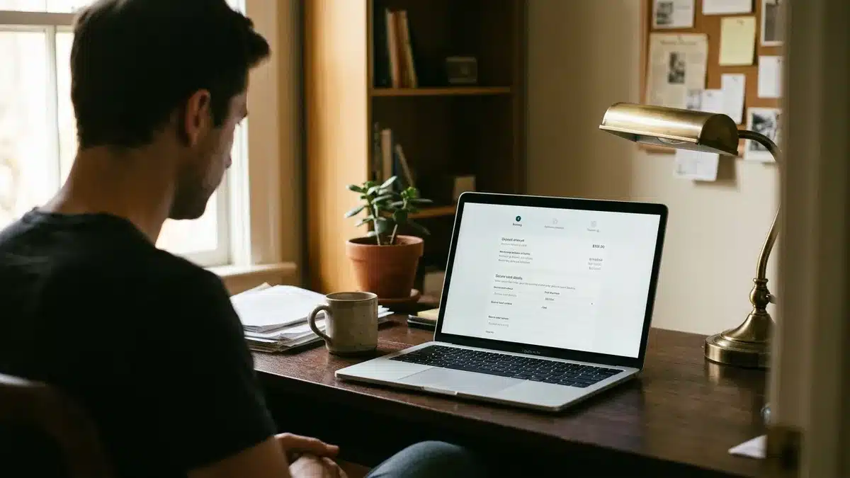 Direct PMS checkout screen showing deposit and balance payment schedule for a vacation rental