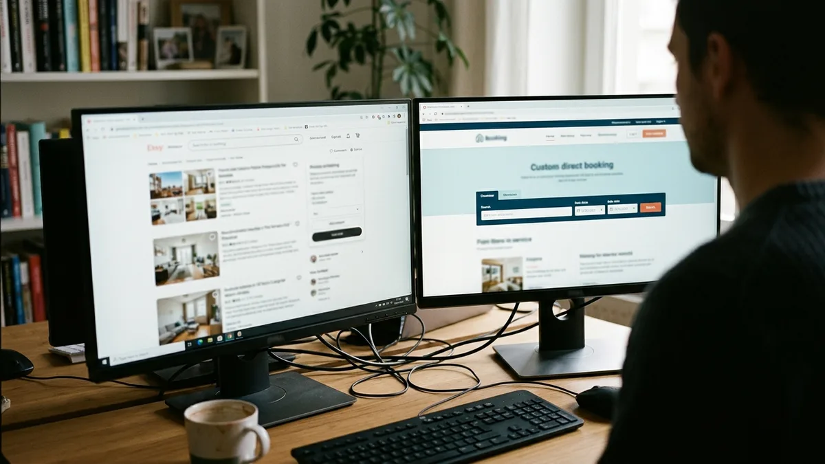 Adapting property description examples from a marketplace listing to a direct booking website
