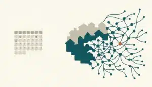Abstract illustration comparing a simple calendar grid to a connected rental calendars direct booking system