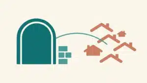Abstract illustration comparing hotel and rental shapes, symbolizing why travelers are skipping Airbnb for hotels