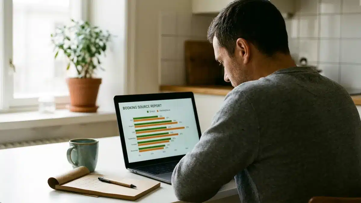 Channel management reporting for vacation rentals showing booking sources