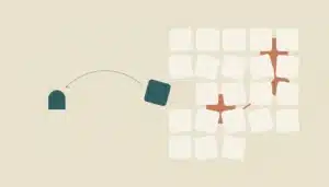 Flat illustration of a calendar tile grid with one tile detaching, symbolizing a guest cancel Airbnb booking event