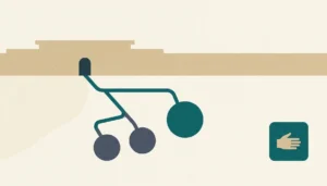 Flat illustration of a house roofline with a branching line to three nodes, evoking what AI tools work for guest messaging in vacation rentals