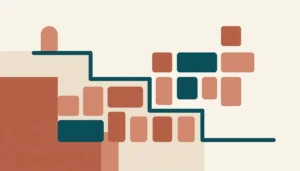 Abstract illustration of a descending pricing path and calendar tiles symbolizing what is the 75 55 rule in airbnb pricing
